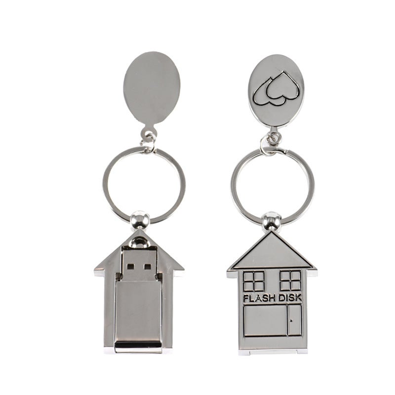 Small House Metal Usb Diy Laser Engraving Usb Flash Drive Free Key Ring Usb Flash Drive Creative Office Gift 64Gb - Image 3